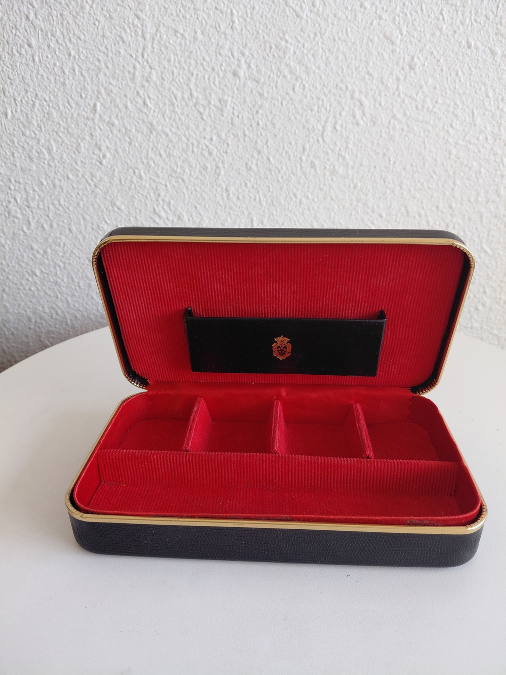 MC Vinyl Jewelry Travel Hinged Box Organizer Hard Case Black Leatherette